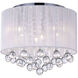 Water Drop 6 Light 14 inch Chrome Drum Shade Flush Mount Ceiling Light in White